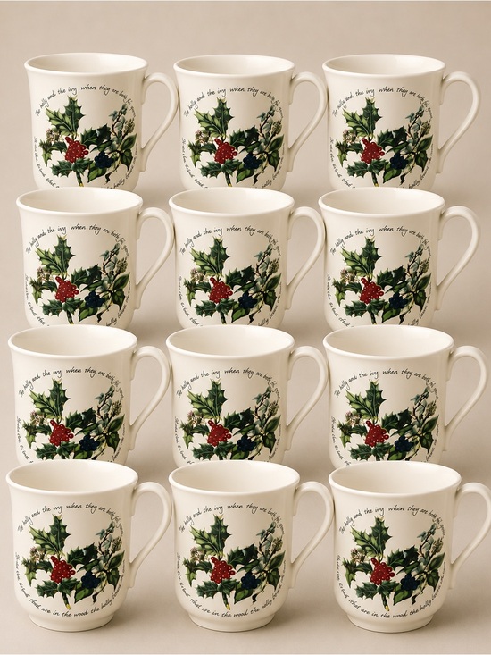 Portmeirion Other - Portmeirion Holly Ivy 12 Christmas Mugs 9 oz England Holiday Set